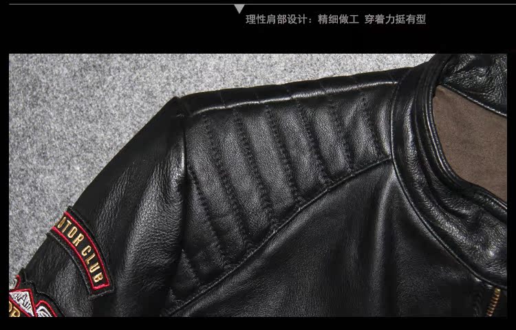 Harley da nam cổ áo mỏng mùa xuân và mùa thu áo khoác da xe máy nam da thêu thủy triều áo khoác nam áo khoác nam có mũ