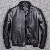 Clearance handling special price sheep leather slim leather jacket mens leather jacket youth short fashion personality baseball uniform
