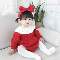Korean baby baby wears knitting connexion in autumn and winter clothes girl babys gas lock coat for 369 months