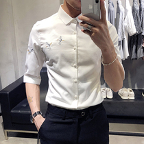 Boomer Short Sleeve Shirt Men 70% Sleeves Casual Thin 50% sleeves Yuppie Handsome Middle Sleeve Summer Shirt Trendy Men Dress