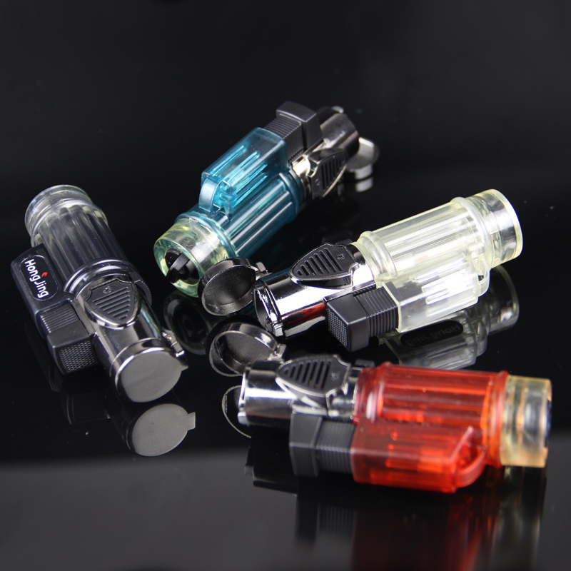 Windproof nhẹ trong suốt sáng tạo cao áp thẳng xì gà hàn nhẹ ngọn đuốc siêu mỏng thuốc lá nhẹ hơn quà tặng cá nhân bật lửa
