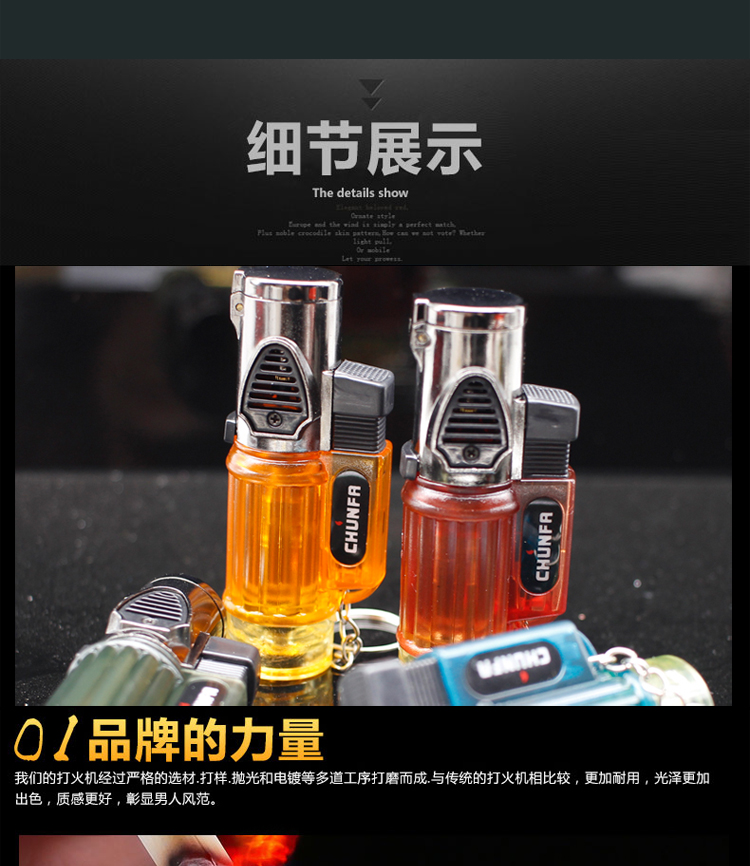 Windproof nhẹ trong suốt sáng tạo cao áp thẳng xì gà hàn nhẹ ngọn đuốc siêu mỏng thuốc lá nhẹ hơn quà tặng cá nhân bật lửa