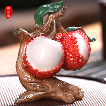 Color-changing lychee tea pet ornaments boutique can raise creative tea table decoration tea table tea set accessories to attract wealth pet tea play