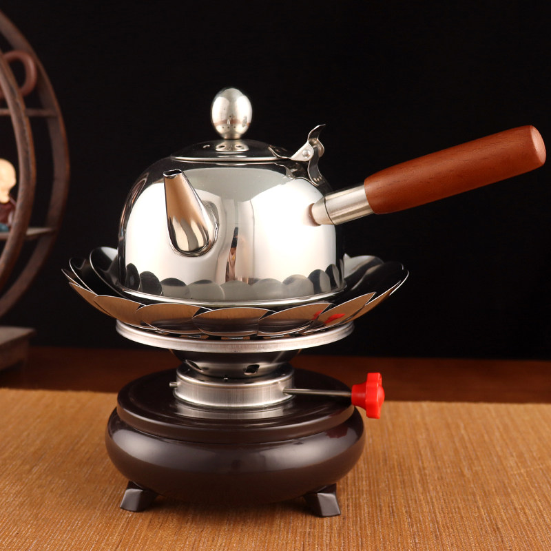 Outdoor Alcohol Tea Oven Windproof Wild Camping Portable Wine Fine Lamp Tea Set Group 304 Burning Kettle Alcohol Stove Cooking Tea