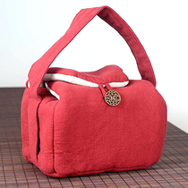 Tea set cloth bag One pot two cups Quick cup Cotton linen bag Portable teapot Teacup storage box Handmade fabric bag