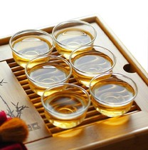  6PCS SMALL TEACUP TRANSPARENT GLASS KUNG Fu TEA HIGH TEMPERATURE resistant SMALL thickened 40ML portable FLOWER tea CUP