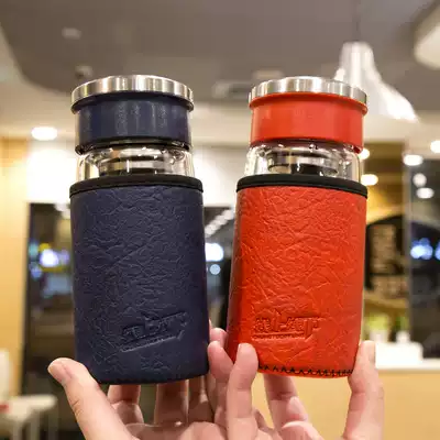 Male women's glass personality creative trend Korean version of water Cup student office Cup portable with filter screen heat-resistant