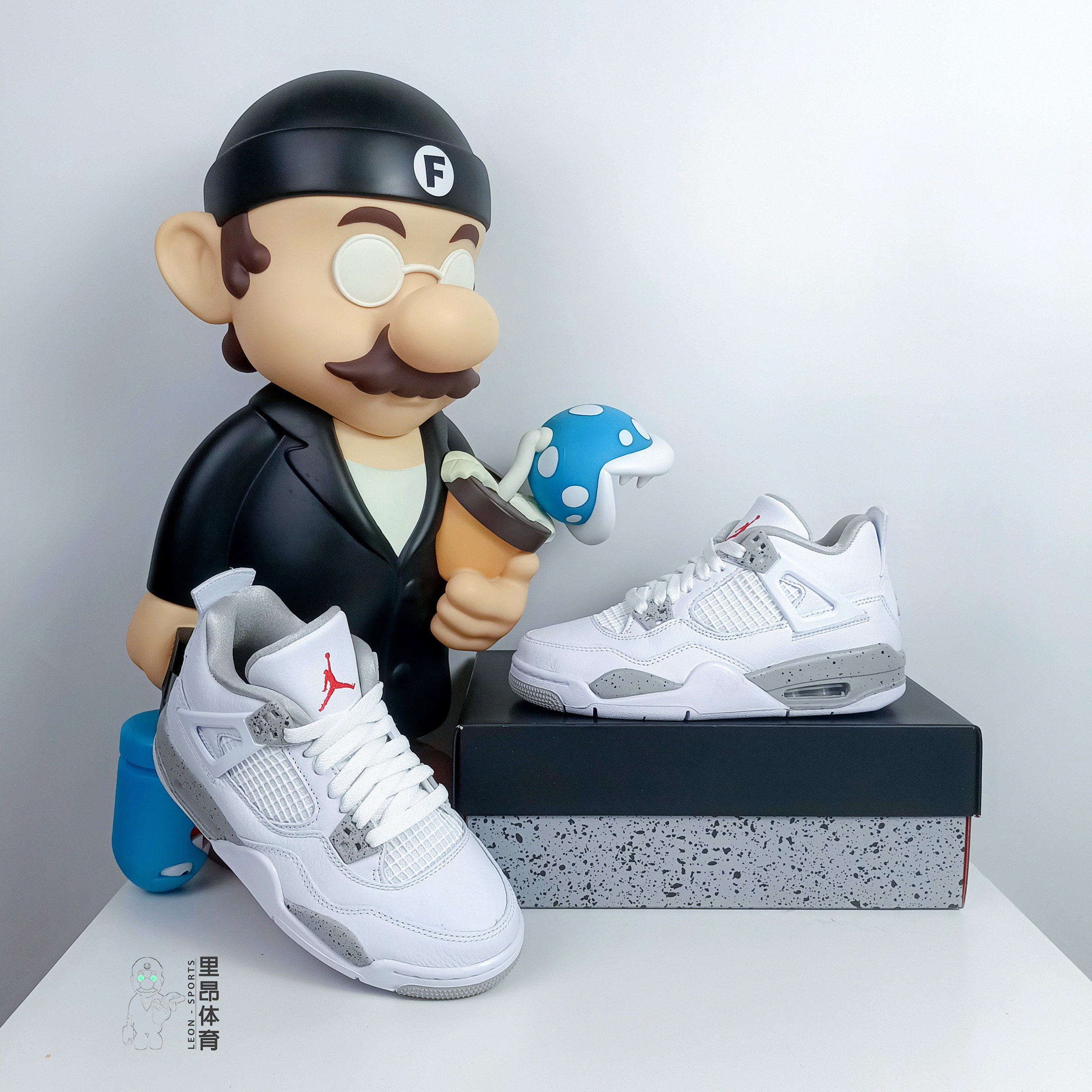 Lyon Sports Air Jordan 4 AJ4 White Oreo splash ink cement basketball shoes female DJ4699-100