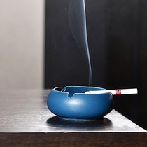 Net red bedside ceramic ashtray with lid anti-fall creative personality trend household living room anti-flying ashtray