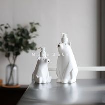 Polar bear replacement bottle bathroom shampoo hand sanitizer shower gel lotion white plastic ins wind split bottle empty