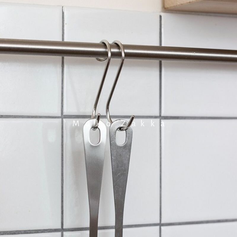 Home Mushroom Japan Stainless Steel Double Wire S Hook Metal Double Hook Anti-Offset Kitchen Perforated Metal Hook
