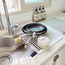 Rollable folding silicone kitchen sink drain rack Sink storage rack Above the pool dish rack Water filter rack