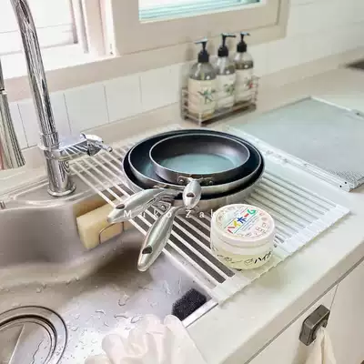 Rollable folding silicone kitchen wash basin drain rack sink holder sink sink holder bowl water filter rack above bowl dish filter rack