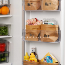 Japanese kraft paper bag Waterproof thick refrigerator food grade washable packaging bag ins vintage storage bag