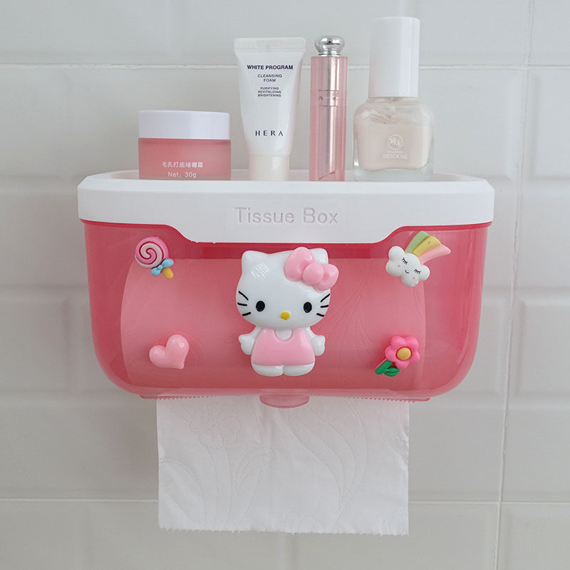 Punch-free toilet tissue box cartoilet toilet drawn paper roll box toilet contains bathroom shelf wall hanging