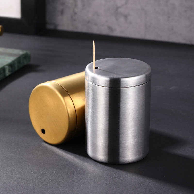 Stainless steel toothpick tube daily portable toothpick box bucket cotton swab storage box hotel toothpick tube cotton swab bucket storage bucket