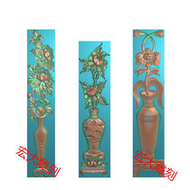 Engraving machine fine carving relief grayscale stone carving stone tombstone vase peony lotus pillar