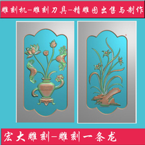 Grand carved tombstone exquisite relief gray scale stone tombstone flower board vase lotus orchid