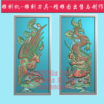 Grand carving exquisite relief JD gray scale stone carving tombstone dragon and phoenix dragon board and phoenix board pair