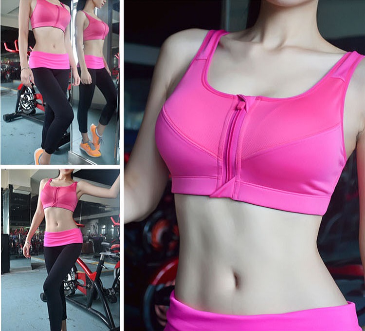 Áo ngực thể thao chống sốc phía trước dây kéo loại vest không có vòng thép chạy thể dục nhanh khô tập hợp đồ lót cỡ lớn áo ngực nữ quần lót ren