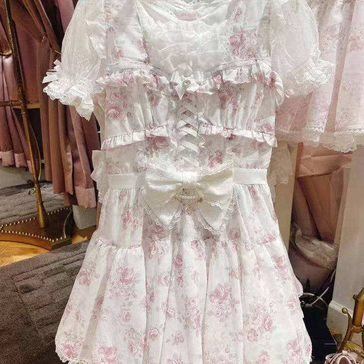 LizLis玫瑰丝带显瘦蝴蝶结碎花公主裙!日系洛丽塔甜妹必备!-lolita洛丽塔连衣裙-淘宝好物网