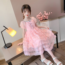 Girl princess dress 2021 new summer foreign girl size size puffy gauze dress children cake skirt