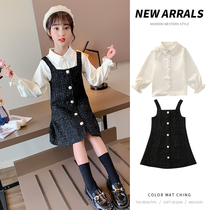 Girl Hepburn style dress female treasure autumn dress Net red British British style princess dress childrens dress long sleeve dress