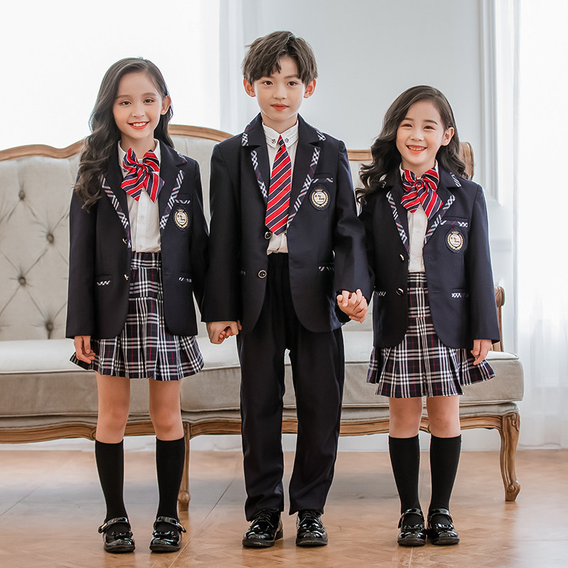 School uniform Garden clothes Spring and autumn clothes for boys and girls Primary and secondary school students winter class clothes Kindergarten clothes British style suit five-piece suit