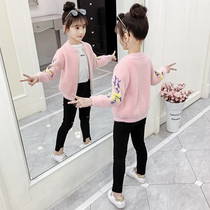 Girls Knitted Cardigan Sweater Wear Childrens Clothing Spring and Autumn Korean Sweater Girl Foreign Sauk Jacket