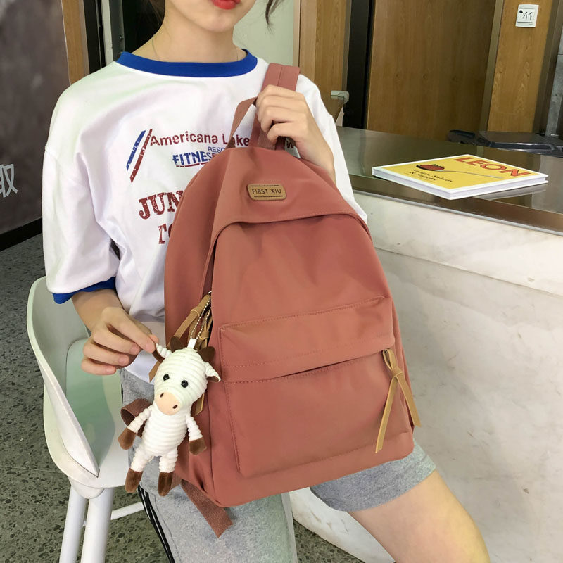 Day Department 100 Lapped Pure color Korean version High School Double Shoulder Bag Ins Men Junior High School Canvas Bag Girl Brief College Student Bag