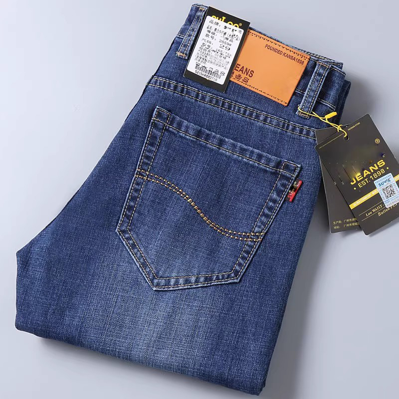 Russian Export Surplus, Brand-Name Items with Tags Removed, Bargain Finds, Men's Straight-Leg Stretch Jeans, New Spring/Autumn Models