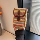 Пляжная соломенная сумка через плечо, летняя плетеная сумка для телефона