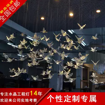 Indoor pendants in the air hanging crystal ornaments home hotel shopping mall ceiling decorations glass birds