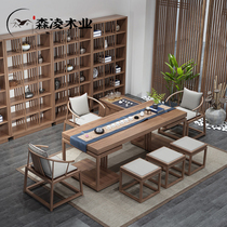 Tea table and chairs Combined new Chinese tea Balcony Home Kung Fu Tea Zen tea table solid wood tea table modern brief