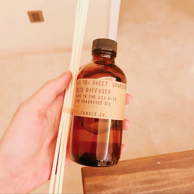 American pfCandleCo rattan fire-free expansion plant essential oil aromatherapy atmosphere bedroom sandalwood amber glass bottle