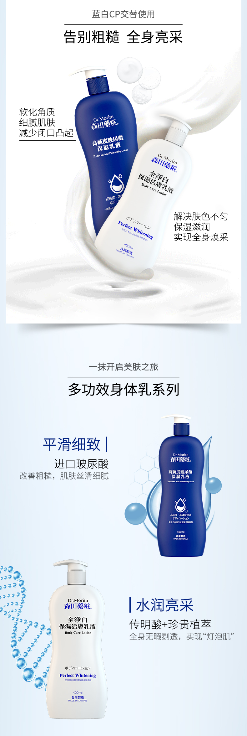 日本 森田药妆 玻尿酸身体乳 400ml 修复粗糙保湿 图9
