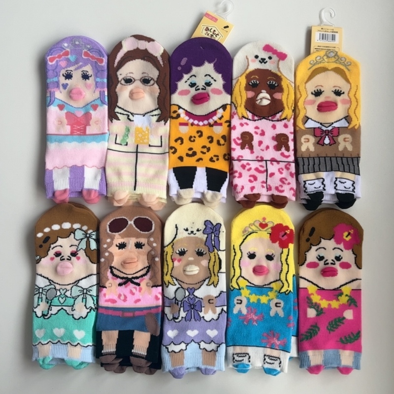 Japanese Style New Short Socks, Ugly-Cute Socks, 3D Pouty Mouth, Little People, Animals, Sweet and Cute