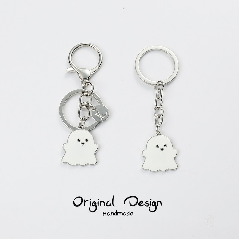 Halloween Ghost Cartoon Couple DIY Car Keychain Men's Pendant Women's Ring Trendy Personalized Creative Jewelry