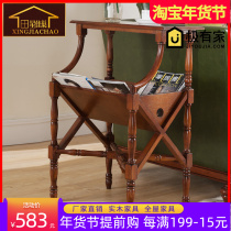 American country solid wood newspaper rack study furniture magazine rack side table telephone table European antique newspaper rack