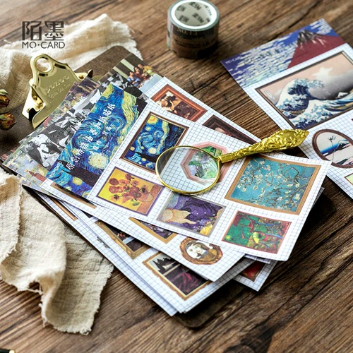 Mo Mo и бумажная наклейка. Музейная серия Mo Monet van Ganda da Vinci Picasso знаменитые картины