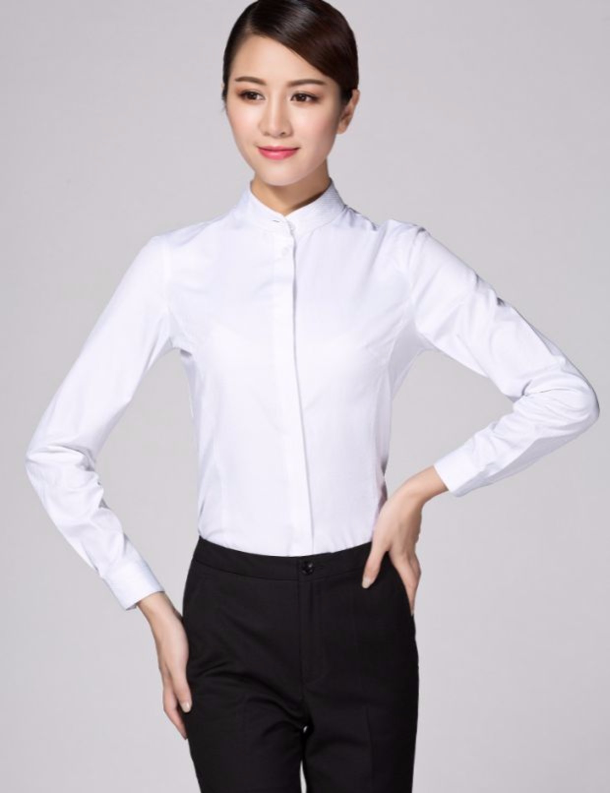 民生银行行服工作服制服职业衬衣女立领长袖衬