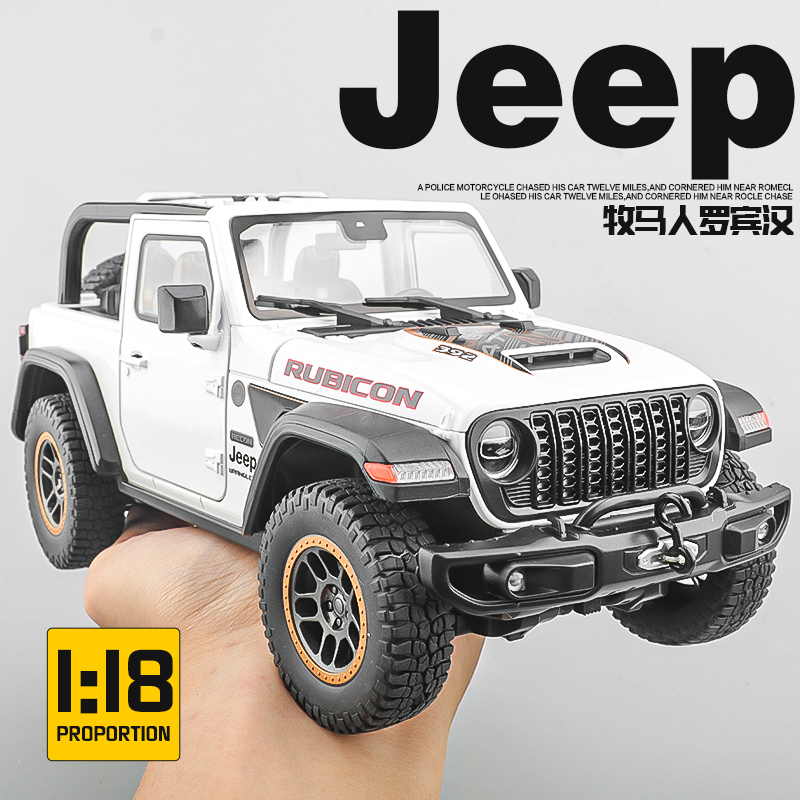 1:18 Jeep Wrangler Car Model Simulation Alloy Toy Car for Children Boys Robin Hood Convertible Off-Road Vehicle