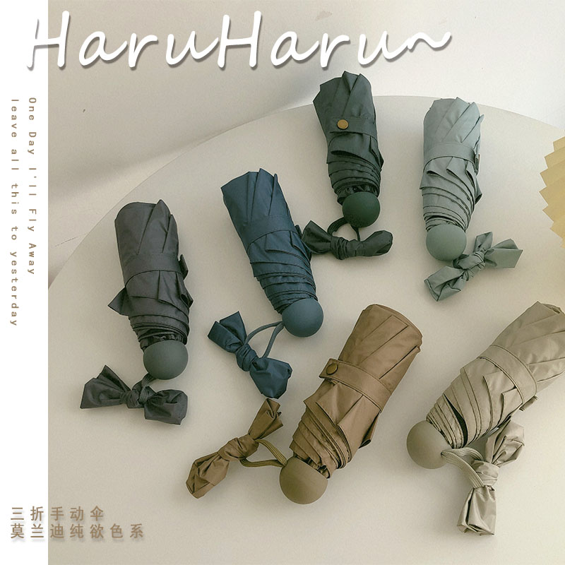 Five-fold umbrella Mini-folding sunny umbrella Dual-use beach umbrella Summer and small portable sun protection against UV female sunshade