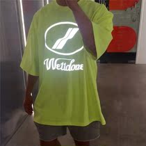20ss new WE11DONE Yang Mi with the same reflective logo short-sleeved mens and womens loose large size large T-shirt half-sleeve shirt