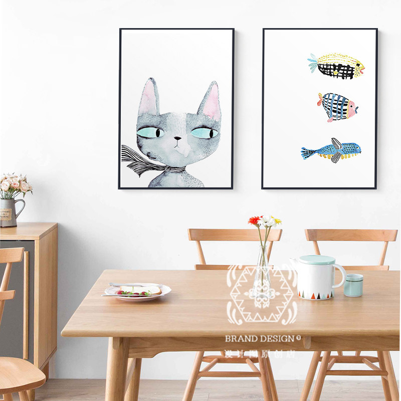 Usd 81 35 Modern Minimalist Dining Room Dining Table Decoration Painting Living Room Wall Hanging Nordic Kitchen Fresco Dining Room Oil Painting Cats And Fish Wholesale From China Online Shopping Buy