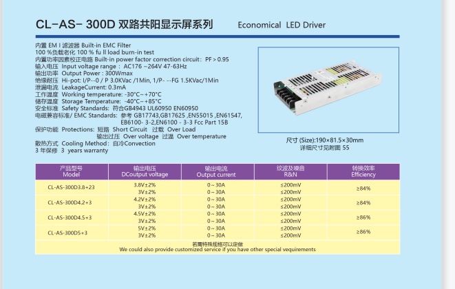 Chenglian power cl-AS-300D dual-channel Gongyang display power supply 300W 4 2V 3 4V two sets of transmission