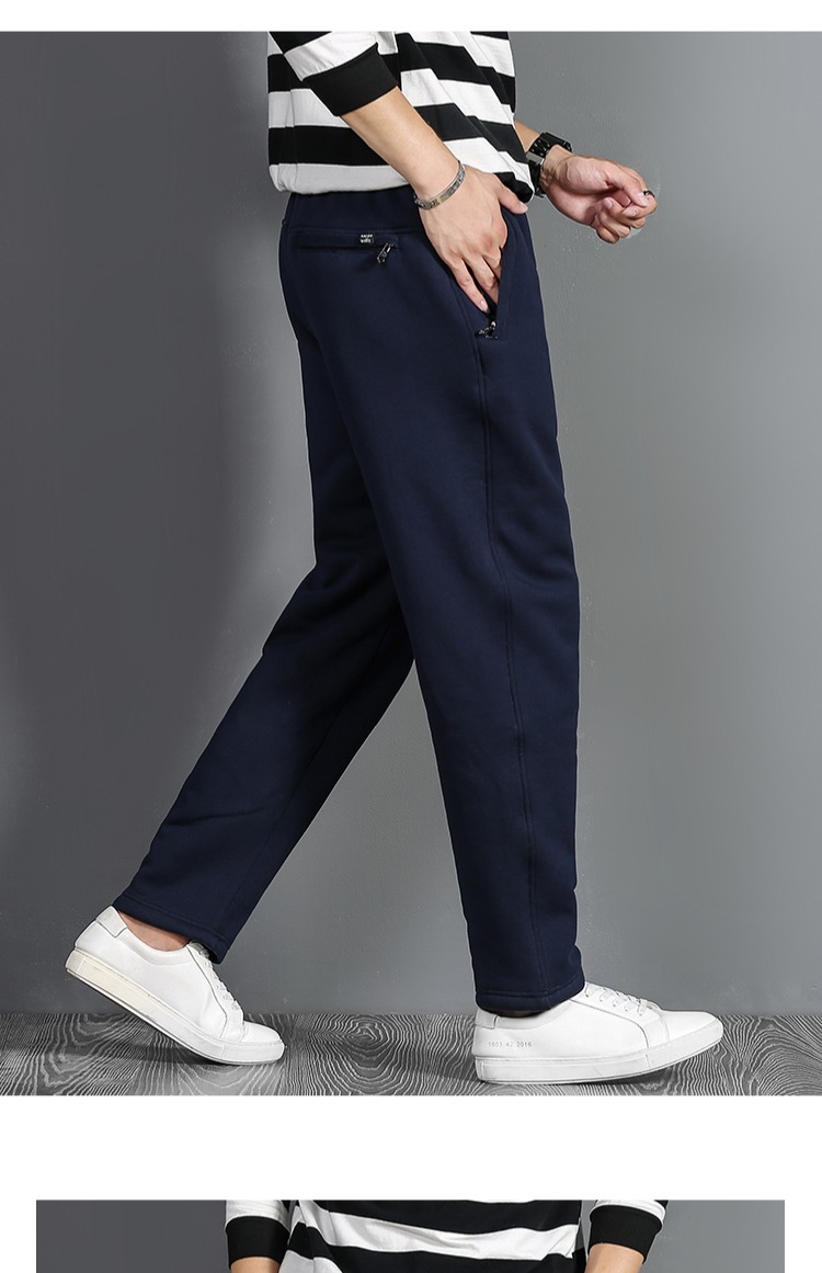 Mùa đông cộng với nhung dày cỡ lớn quần thẳng thể thao quần cashmere nam giản dị quần trung niên quần nam quần nam đẹp
