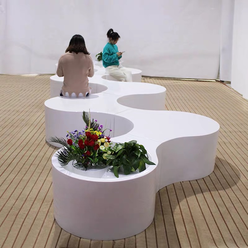 Shopping styling creative glass steel recreational chair shaped seat convenient common area chair bench