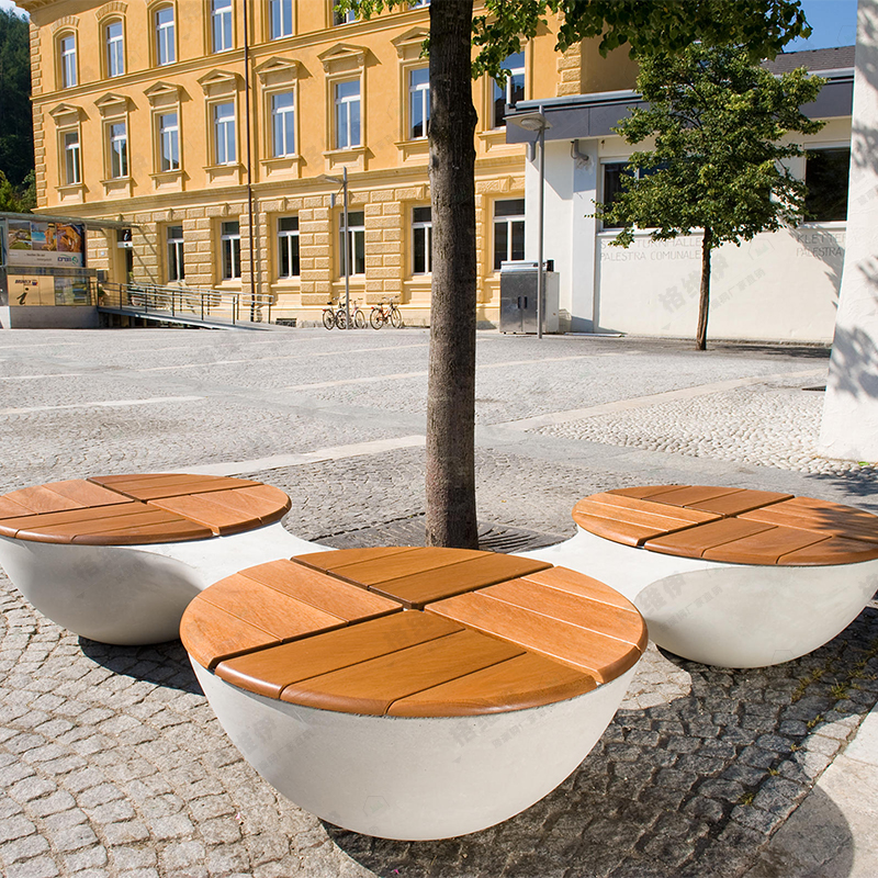 Creativity Mall GRP Casual Chair Round Multi-Man Embalming Wood Bench Indoor Outdoor Landscape Beauty Chen Waiting Chair 