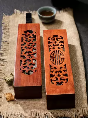 Indian handmade mahogany incense box, Buddhist supplies, Tibetan pillow incense burner, long version of home tea room Zen wooden thread incense box